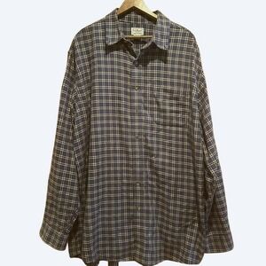 LL Bean Shirt Mens XL Tall‎ Blue Button Down Cotton Plaid Classic Outdoors